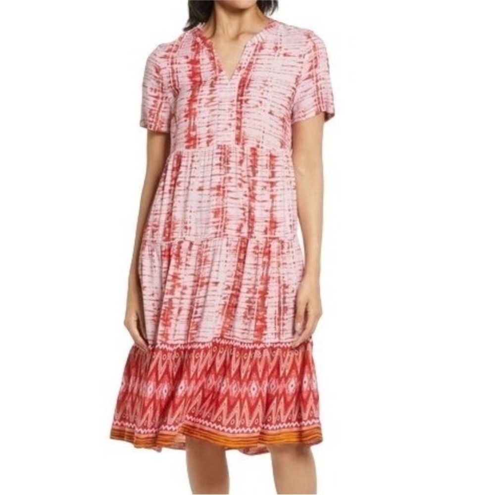 Beach Lunch Lounge Sz XS Dye Boho Western Tiered CottageCore Dress